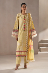 ETHNIC - 3PC LAWN EMBROIDERED SHIRT WITH CHIFFON PRINTED DUPATTA  AND TROUSER - HZG2212